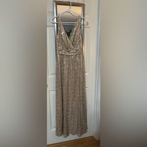 Gold sequin long formal dress. Size 4. David’s bridal.